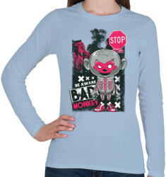 printfashion Rossz majom - Női hosszú ujjú póló - Világoskék (83209)