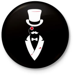 printfashion Mr Gentleman - Kitűző, hűtőmágnes - Fekete (5085227)