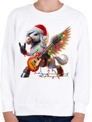 printfashion Vicces karácsonyi gitáros rocker party ló / Pegazus - Gyerek pulóver - Fehér (15236875)