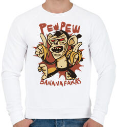 printfashion Pew pew majom bananafakas - Férfi pulóver - Fehér (11117422)