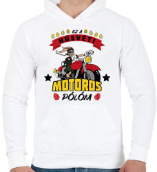 printfashion Húsvéti motoros póló - Férfi kapucnis pulóver - Fehér (13108045)