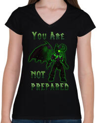 printfashion You Are Not Prepared - Női V-nyakú póló - Fekete (1776863)