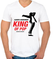 printfashion Michael Jackson póló - Férfi V-nyakú póló - Fehér (1042766)