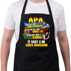 printfashion Apa a mi Chuck Norrisunk - Kötény - Fekete (4934683)