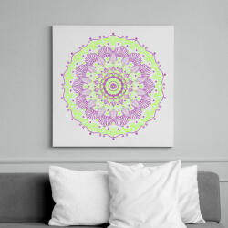 printfashion Lila-zöld mandala - Vászonkép - Fehér (6633982)