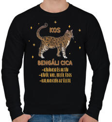 printfashion Kos - Bengáli cica - Férfi pulóver - Fekete (13335147)