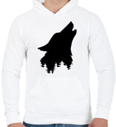 printfashion Farkas fej - Férfi kapucnis pulóver - Fehér (5037191)