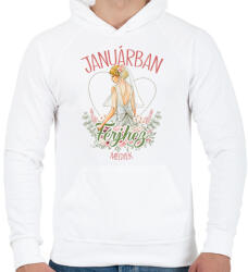 printfashion Januárban férjhez megyek - Férfi kapucnis pulóver - Fehér (7338415)