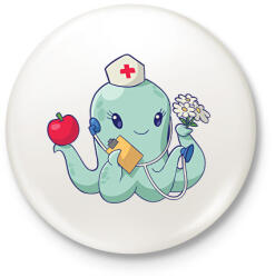 printfashion Ápolónő polip - Kitűző, hűtőmágnes - Fehér (13649607)