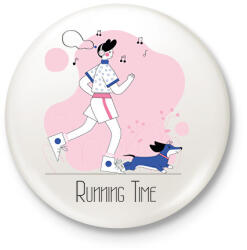 printfashion Running Time - Kitűző, hűtőmágnes - Fehér (7165362)