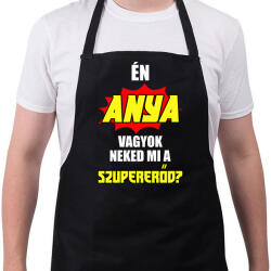 printfashion Én anya vagyok neked mi a szupererőd? - Kötény - Fekete (5966951)