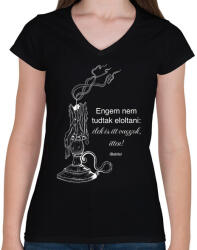 printfashion Gyertya - Női V-nyakú póló - Fekete (15831916)