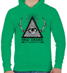 printfashion Új rend - Férfi kapucnis pulóver - Zöld (190057)