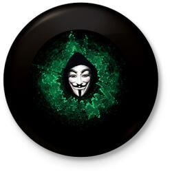 printfashion Anonymous hacker - Kitűző, hűtőmágnes - Fekete (6131969)