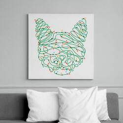 printfashion Karácsonyi izzók - cica fej - Vászonkép - Fehér (6638883)