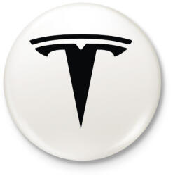 printfashion TESLA logo fekete - Kitűző, hűtőmágnes - Fehér (5363525)