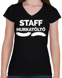 printfashion Hurkatöltő Staff - Női V-nyakú póló - Fekete (2153676)