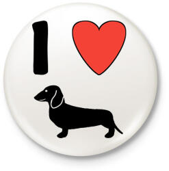 printfashion I Love Dachshund - Kitűző, hűtőmágnes - Fehér (13536971)