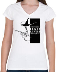 printfashion Western dad - Női V-nyakú póló - Fehér (7505026)