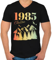 printfashion 1985 - Férfi V-nyakú póló - Fekete (12721554)