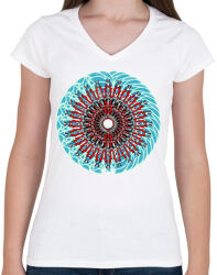 printfashion duo mandala - Női V-nyakú póló - Fehér (2905856)