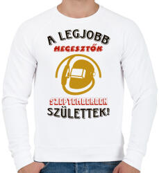 printfashion Hegesztő szülinapja szeptember színes - Férfi pulóver - Fehér (5523444)