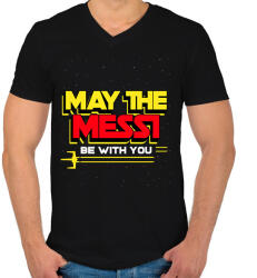printfashion MESSI BE WITH YOU - Férfi V-nyakú póló - Fekete (11541084)