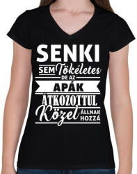 printfashion Tökéletes APA - Női V-nyakú póló - Fekete (1128311)