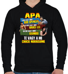 printfashion Apa a mi Chuck Norrisunk - Férfi kapucnis pulóver - Fekete (2596717)