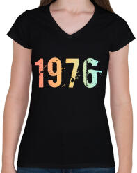 printfashion 1976 - Női V-nyakú póló - Fekete (11824400)