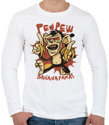 printfashion Pew pew majom bananafakas - Férfi hosszú ujjú póló - Fehér (11117366)