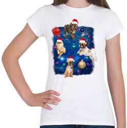 printfashion Karácsonyi kutyák - Női póló - Fehér (14674530)