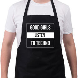 printfashion Good girls listen to techno - Kötény - Fekete (9434591)