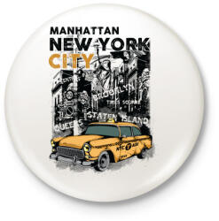 printfashion New York City - Kitűző, hűtőmágnes - Fehér (3073449)