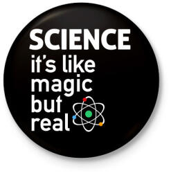 printfashion Science - Kitűző, hűtőmágnes - Fekete (3099938)