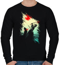 printfashion Szamuráj Finálé - Férfi pulóver - Fekete (10306)