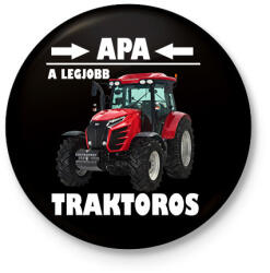 printfashion Apa a legjobb traktoros - Kitűző, hűtőmágnes - Fekete (5780487)