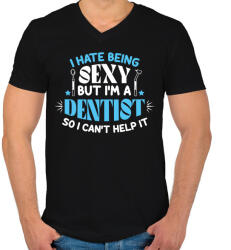 printfashion I'm a dentist - Férfi V-nyakú póló - Fekete (10354757)