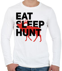 printfashion Vadász (Eat Sleep Hunt) - Férfi hosszú ujjú póló - Fehér (1618483)