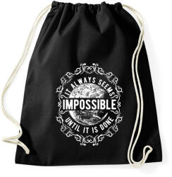 printfashion Lehetetlen - fehér szöveg - Sportzsák, Tornazsák - Fekete (10002)