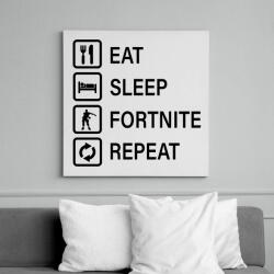 printfashion Eat Sleep Fortnite Repeat - Fekete - Vászonkép - Fehér (6626914)