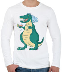 printfashion Lánybúcsús dínó - Férfi hosszú ujjú póló - Fehér (13982317)
