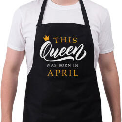 printfashion THIS QUEEN WAS BORN IN APRIL - Kötény - Fekete (5494600)