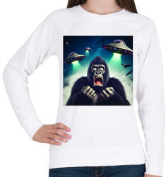 printfashion Fura cuki ijedt gorilla - Retro UFÓ invázió - Női pulóver - Fehér (15263782)