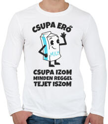 printfashion CSUPA ERŐ CSUPA IZOM - Férfi hosszú ujjú póló - Fehér (10213973)