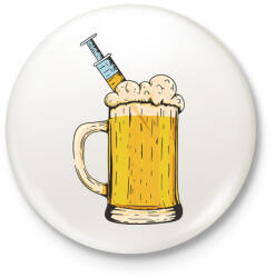 printfashion Sör injekció - Kitűző, hűtőmágnes - Fehér (6161477)