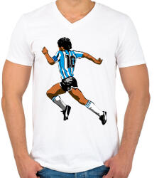 printfashion Maradona - Férfi V-nyakú póló - Fehér (16839905)