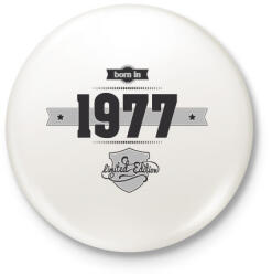 printfashion born-in-1977-(dark&lightgrey) - Kitűző, hűtőmágnes - Fehér (3076144)