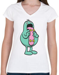 printfashion Nyelves - Női V-nyakú póló - Fehér (2258350)