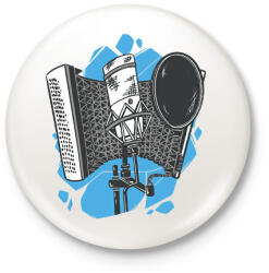 printfashion Mikrofon - Kitűző, hűtőmágnes - Fehér (13369823)